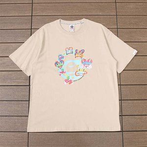 AAPE Anime Heart Print Logo T-Shirt - Cream Short Sleeve